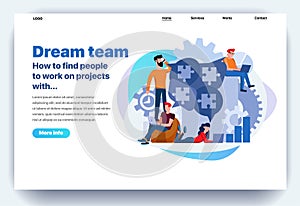 Web page flat design template for dream team