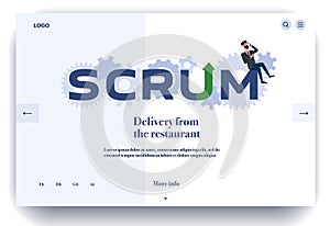 Web page flat design template for scrum master working photo