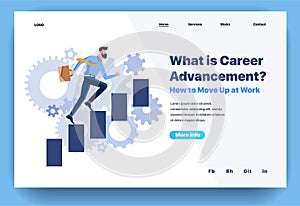 Web page flat design template for what is career advancement