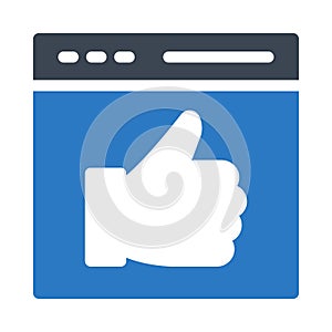 Web page like glyph flat vector icon