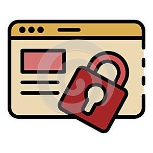 Web page locked icon color outline vector