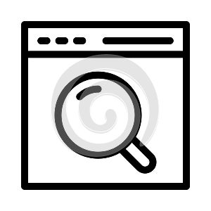 Web page magnifier vector thin line icon