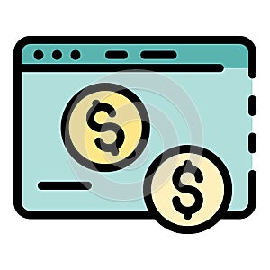 Web page money investor icon color outline vector