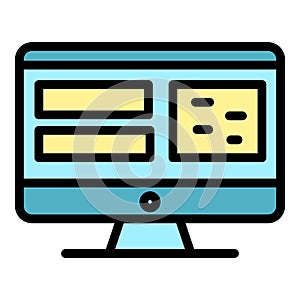 Web page on monitor icon color outline vector