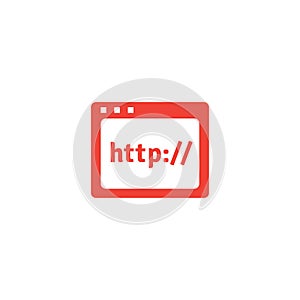 Web Page Red Icon On White Background. Red Flat Style Vector Illustration