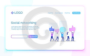 Web page. Social media or network concept. Landing page concept.