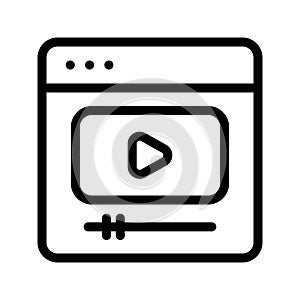 Web page video player vector line icon