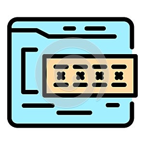 Web password icon color outline vector