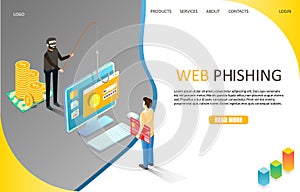 Web phishing landing page website vector template