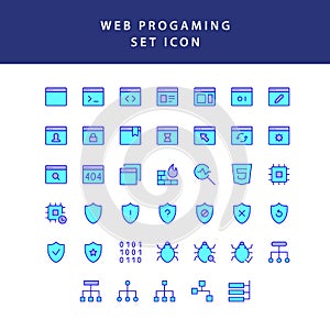 Web programing filled outline icon set