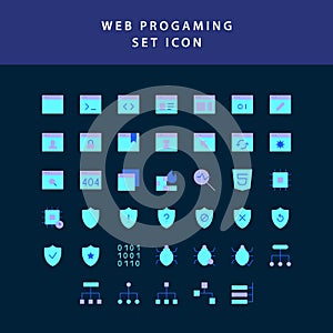 Web programing  flat style design icon set