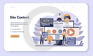 Web programming web banner or landing page. Coding, testing