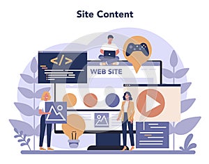 Web programming concept. Coding, testing and writing program