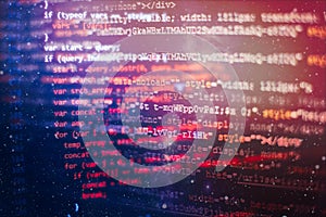Web programming functions on laptop on laptop. IT business. Python code computer screen. Mobile application design Concept