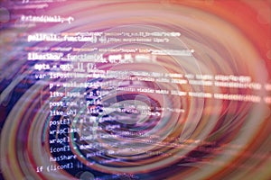 Web programming functions on laptop on laptop. IT business. Python code computer screen. Mobile application design Concept