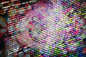 Web programming functions on laptop on laptop. IT business. Python code computer screen. Mobile application design Concept