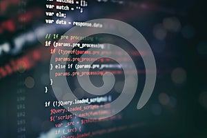 Big data storage and cloud computing representation. Programming . Developer working on web sites codes in office