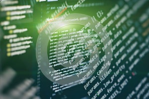 Big data storage and cloud computing representation. Programming . Developer working on web sites codes in office