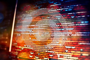 Web programming functions on laptop on laptop. IT business. Python code computer screen. Mobile application design Concept