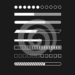 Web progress status load data upload bar digital symbol download buffer page indication concept vector illustration
