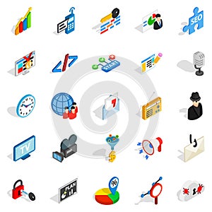 Web project icons set, isometric style
