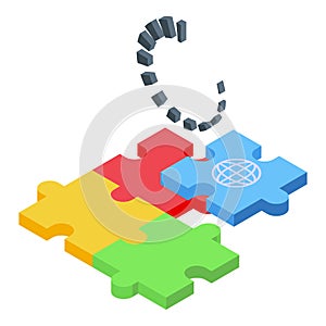 Web puzzle icon isometric vector. Lost connection