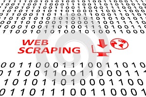 WEB SCRAPING concept binary code 3d