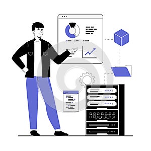 Web scraping concept. Technology for collecting data from web pages. Extracting content and data from websites photo