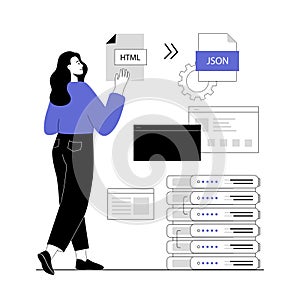 Web scraping concept. Technology for collecting data from web pages. Extracting content and data from websites photo