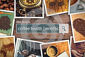 Web search bar glossary term - coffee health benefits