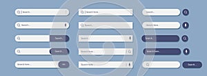 Web search bar. Website box. Internet field for text. UI tab. Computer button link. WWW site browse. Online information
