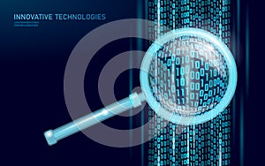 Web search data analysis magnifier. 3D realistic symbol search engine online cloud technology big data. Digital