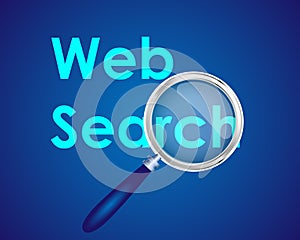 Web Search Text focused with Magnifying Glass Vector