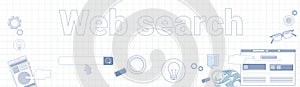 Web Search Word On Squared Background Horizontal Banner Internet Information Concept