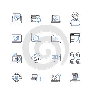 Web security line icons collection. Encryption, Firewall, Malware, Phishing, Passwords, Authentication, SSL vector and