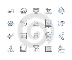 Web security line icons collection. Firewall, Encryption, Cybersecurity, Malware, Phishing, Vulnerability, SSL vector