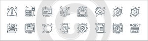 Web security line icons. linear set. quality vector line set such as cit card, document, data security, files, protection, data