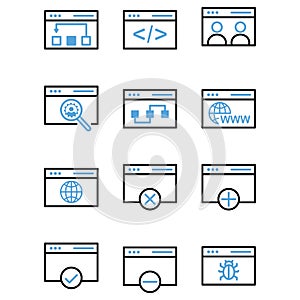 Web and seo icon set include link, data, web, seo, code, development, people, user, search, list, connection, browsing, world,