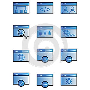 Web and seo icon set include link, data, web, seo, code, development, people, user, search, list, connection, browsing, world,