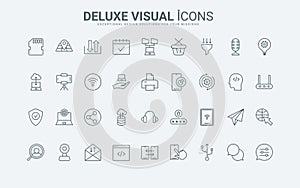 Web service, application and communication line icons set, mobile app settings, update