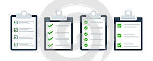Set of checklist vector icons. Clipboard icon on white background.