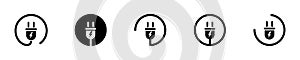 Set of electric plug vector icons. Electrical cord or cable. Electric power sign.