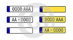 Set of european number plates.