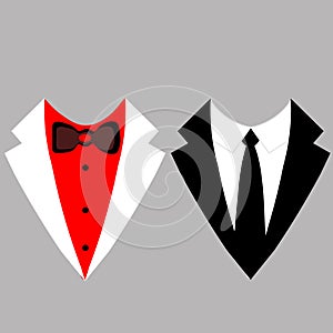 Web Set of suit and tuxedo isolated on white background