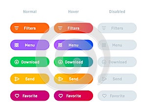 Web set of UX UI navigation buttons