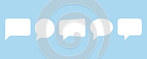 Set of white speech bubbles on blue background. Speaking bubble.