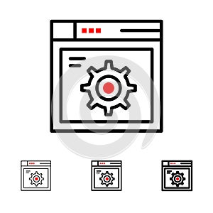 Web, Setting, Gear, Internet Bold and thin black line icon set