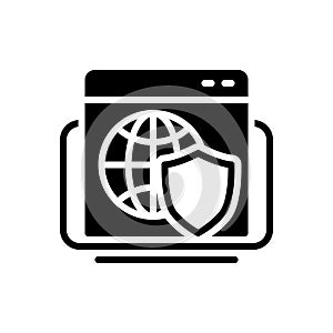 Black solid icon for Web Shield, web and shield