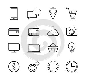Web Shopping Online Vector Line Icons