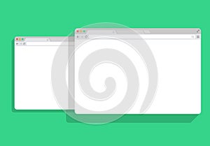 Web simple set of Browser window white, green background, mock-up vector illustration